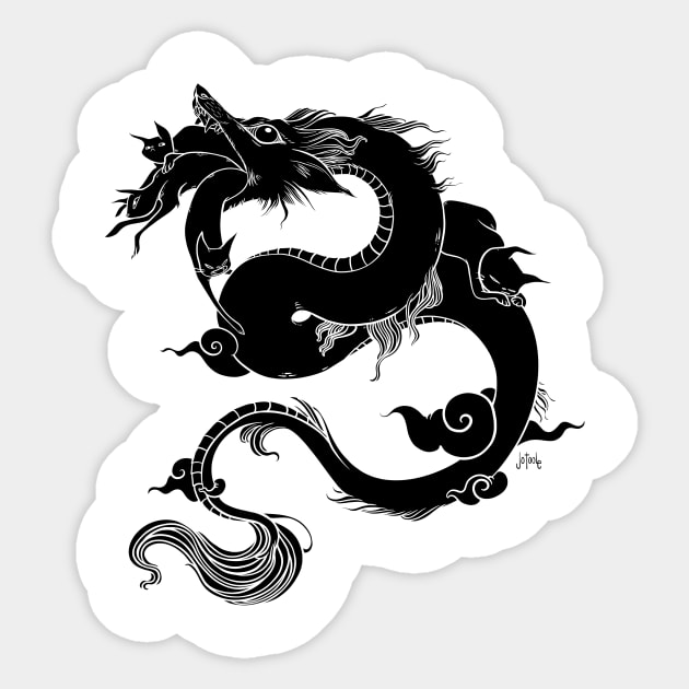 Flying Dragon In Space With Cats Drawing Sticker by cellsdividing